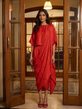 Gulnaar | Scarlet Draped Ensemble