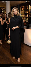Nocturne Black Pure Silk Cape Dress