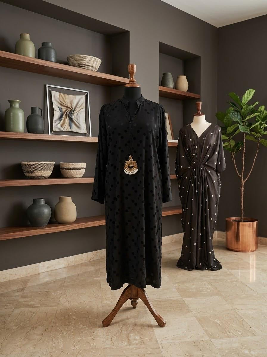 Siyah Black Pure Silk Kurta