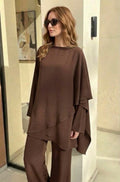 Cacao Brown Pure Silk Cape Set