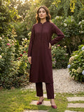 Mehr Burgundy Pure Silk Kurta Set