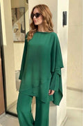 Emerald Green Pure Silk Cape Set